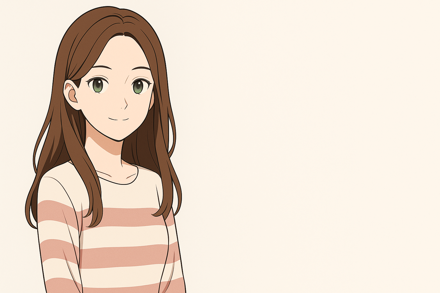 Anime-style portrait of Lana on an off-white background